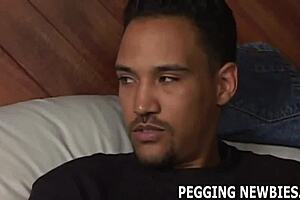 Femdom strapon pegs his ass with monster cock