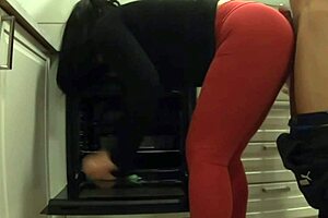 waiting for my girl i pounded her busty milf stepmom cleaning the kitchen till ass cum!