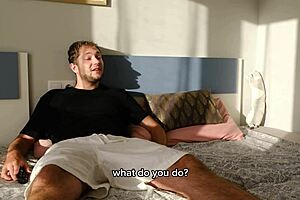 roommate puts cock in mouth during movie cums deep