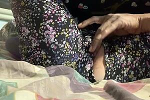 Petite teen in leggings gets so wet watching porn, stepdad rips them to finger her pussy.