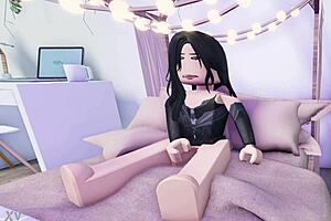 e-girl fingers pussy to orgasm in steamy roblox animation