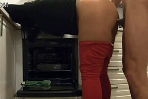 waiting for my girl i pounded her busty milf stepmom cleaning the kitchen till ass cum!