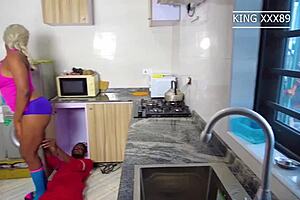 Housewife seduces plumber for kitchen doggystyle pounding