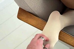 Feet Play Teases Submissive College Nerd's Socks