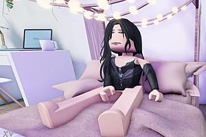 e-girl fingers pussy to orgasm in steamy roblox animation