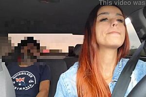 slutty rideshare driver catches jerking passenger and fucks him raw!