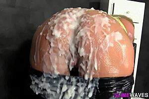 elegant beauty drowns in wild sticky bukkake chaos