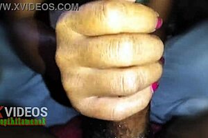 wow my new indonesian helper jerks cock like a total pro close-up