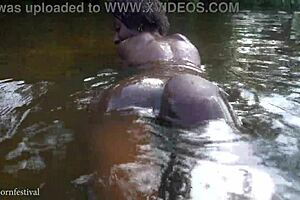 adorable skinny african village girl baths sexy in river 🌊💦