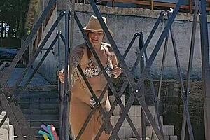 Wife flaunts tight bodysuit on her big ass while husband watches silently