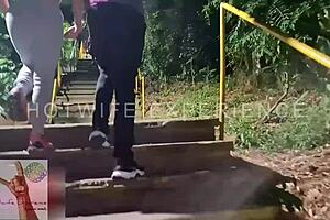 uh this insatiable housewife can't resist that huge cocked lover pounding her bent over in public square yikes