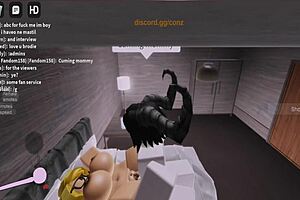 blonde milf with big ass tits chokes on roblox devil's monster cock begging for more