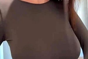 Milf caresses her milky natural tits to intense orgasm