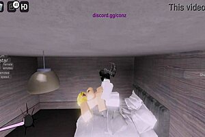 blonde milf with big ass tits chokes on roblox devil's monster cock begging for more