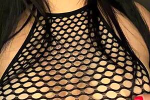 sexy latina with huge natural tits fingers her soaking wet pussy