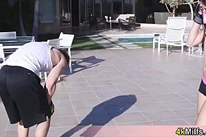 sporty wife teases with her big tits begging for a quick pov fuck session