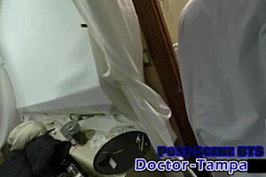 Dr Tampa gives petite brunette Nicole her first intense gyno exam with gloves and spreading