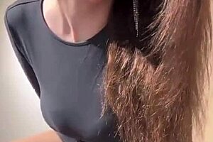 Milf caresses her milky natural tits to intense orgasm