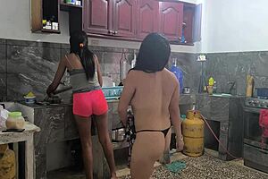 housewives get super horny touching sensually while cooking lunch 😏👩‍🍳