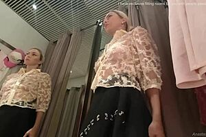 whoa, big-boobed babe flashes everything in fitting room!