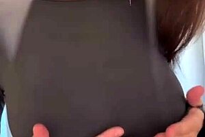 Milf caresses her milky natural tits to intense orgasm