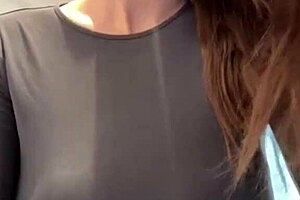 Milf caresses her milky natural tits to intense orgasm