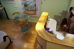 Redhead teen slut bends for old man's hardcore doggystyle homemade pounding