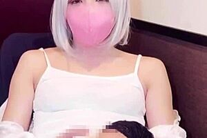 masked asian ladyboy crossdresses masturbates on cam solo