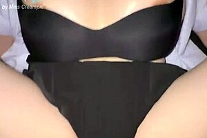 Big titted Asian student skirt ripped tight pussy creampied doggystyle in dorm