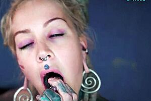 skinny tattooed teen squirts from gaping prolapse masturbation