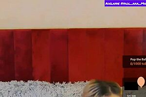 Blonde Adelayne Nykol teases big tits striptease into clit pussy play reveal