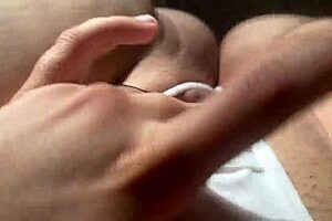 Opening my wet pink pussy wide with white thong, fingering to orgasm moans.