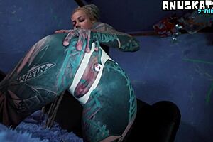 skinny tattooed teen squirts from gaping prolapse masturbation