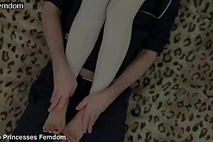 Kira Boldly Gags Feet Licks Armpits in Leggings Femdom Domination