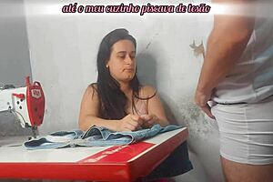 costureira watches client's throbbing erection growing hard and ready