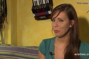 green eyed beauty with pierced nipples spreads stockings legs to orgasm on her wet pussy