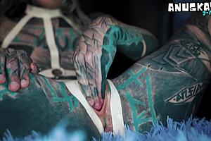 skinny tattooed teen squirts from gaping prolapse masturbation