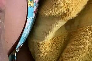 BbW Goddess Worships Muscular Black Cock in Mirror Sloppy Style