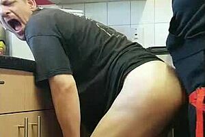 kelly wright pegs mark wright ass to mouth in kitchen shower