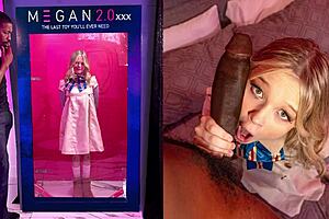 petite m3gan's halloween cosplay ruined by massive bbc pounding