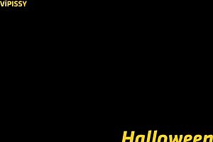 Halloween Lesbians Rip Costumes Lick Wet Pussies Cum Mouth Closeup