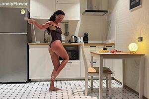 Raw kitchen table pounding with hot amateurs