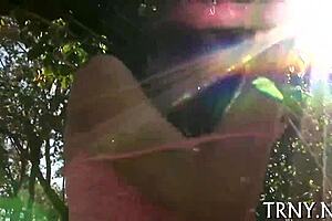 wild shemale tranny grabs two huge monster cocks for first anal assfucking