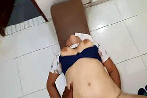 blonde in blue bra gets bed fucked deep and rough