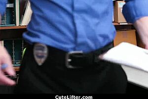 Shoplifting teen caught and stripped by mall cop, fucked hard in garage 🚔🔥