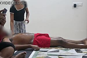 flashing my hard cock right at the massage girl 😈💦