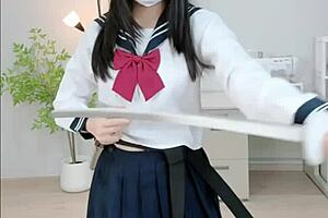 cute petite asian tiktoker licks pussy like a horny student