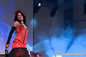 Slutty Brunette in Red Lingerie Strips Outdoor Publicly