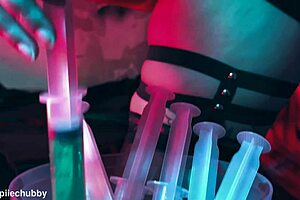 Morrigan stuffs latex pantyhose into her wet pussy for intense foot fetish