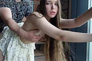 my petite brunette slut loves rough floor pounding cowgirl style